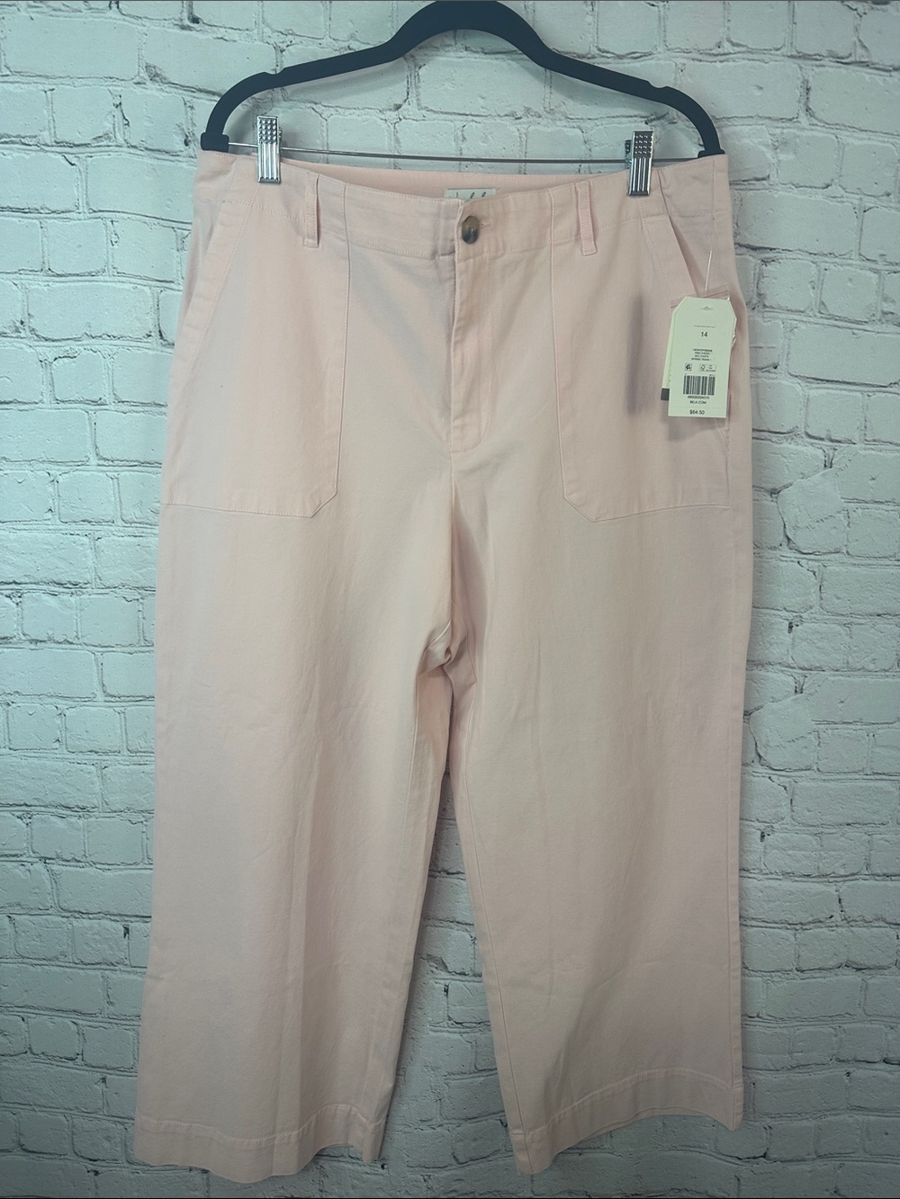 Wonderly NEW Pink Cropped Wide Leg Cotton Pants Size 14